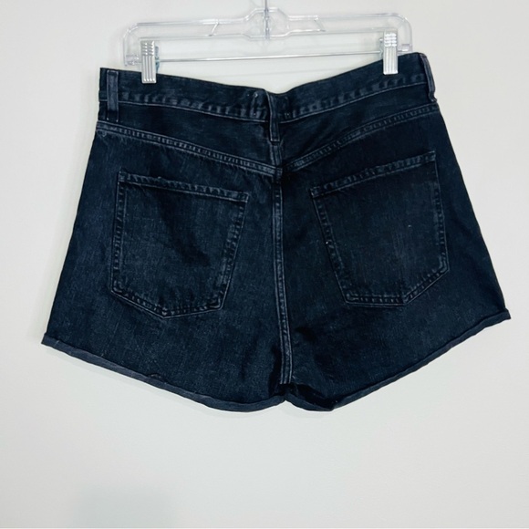 Agolde Black Dee high rise rolled hem shorts Dark Denim Jean Shorts size 31 - Picture 3 of 6